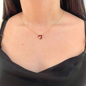 Gold Ladybug Pendant Necklace